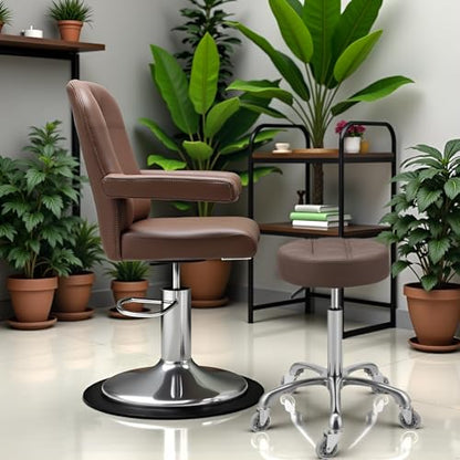 Kaleurrier Adjustable Stool with Rolling Wheels: Heavy Duty Swivel Chair - color: Brown