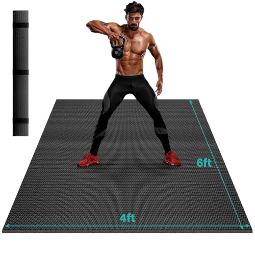 Stepwaver Large Exercise Mat, 6'x4'/7'x5'/8'x5'/9'x5'/10'x5'/12'x5'x8mm | Non-Slip, Ultra Durable, High-Density, Extra Thick Workout Mat for Home Gym Flooring, Cardio, Yoga & Fitness, Shoes-Friendly - size: 6x4FT
