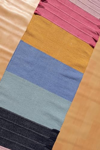 Jaipur Art & Rugs Cotton Yoga Rug - Eco-Friendly Hand-Woven Thick Mat (24”x72”x5mm) for Everyday Fitness at Home - Comfortable & Extra-Long - color: Multicolor 3