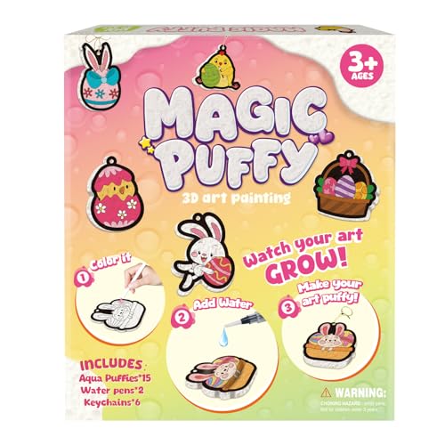 Artnedu Magic Puffy Paint 3D Art,Cute Bunny Theme,Ages 4-10 | Mess-Free Paint by Number Craft for Kids,DIY Color & Inflate Activity, Creative holiday gifts suitable for boys and girls - color: Easter