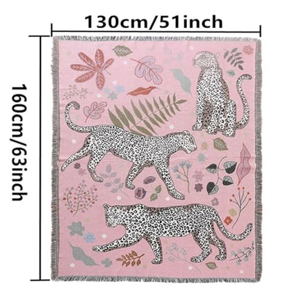 JQZ Bohemian Throw Blanket, Woven Cotton with Fringe, for Sofa, Bed, Picnic, Outdoor Camping (Snow Leopard) - color: Snow Leopard