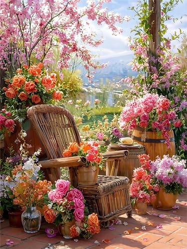 NDNXYXGS Flower Paint by Numbers Kit for Adults,DIY Painting Kits on Canvas, Color by Numbers,Large Adult Paint by Number for Gifts,Home Wall Decor. - color: Flower