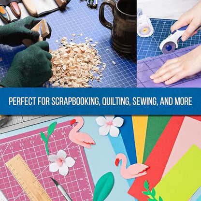 U.S. Art Supply 9"x12" Self-Healing Cutting Mat 5-Ply Pink/Blue | Double-Sided Pink/Blue Craft Mat, Non-Slip Cutting Mats for Crafts, Sewing, Quilting, Scrapbooking - color: Pink/Blue