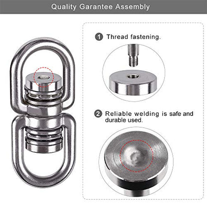SELEWARE Heavy Duty Bearing Swing Swivel, 360° Rotation Hanging Accessory - color: Swivel (E) and 2 Carabiners