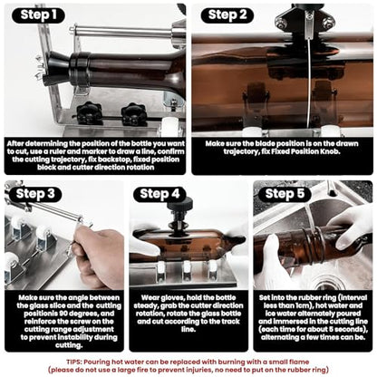 SZXDG Glass Bottle Cutter, 2025 Upgraded Glass Cutter and Glass Cutters Tools Kit for Wine, Beer, Whiskey, Rum, Vodka, Liquor, DIY Glass Bottle Cutter Kit, Glass Cutting Tool Craft Kit