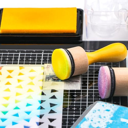 26 Pcs/Sets Ink Blending Tool Sets, Include 2 Pcs Round Ink Mini Applicator Tools and 24 Pcs Replacement Refill Foam Pads for Drawing Distressing Blending Scrapbooking & Stamping Supplies (Green) - color: Green