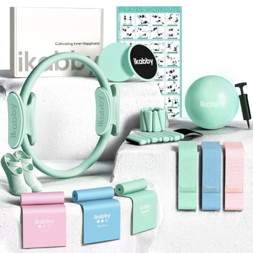 Pilates Kit, Home Pilates Kit with Weights, Pilates Equipment for Home Workout, Pilates Essentials Kit for Women, Yoga Pilates Mat Kit for Beginners, Pilates Set - color: Green