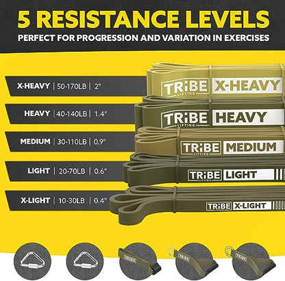 Long Resistance Bands Set, 5 Pull Up Assistance Bands for Working Out - color: Green 2