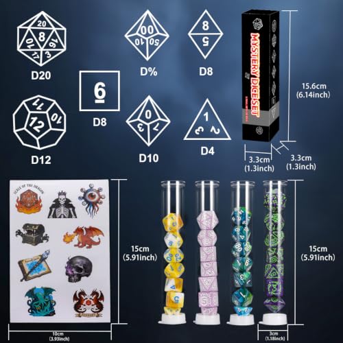 Mystery Dice Box - 7PCS DND Dice Set, Random Dice Patterns, 1Surprise Boxes, Polyhedral Dice with Dice Display Tube, D&D Gifts Box for Dungeons and Dragons, RPG, MTG,Role Playing Table Game - style: 1 box Mystery Dice