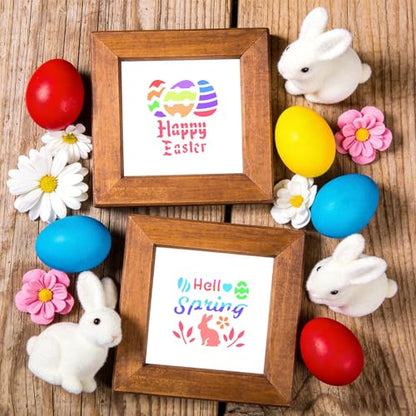 72 Pcs Easter Day Stencils for Painting Set, Reusable Eggs Rabbit Carrot Cute Painting Templates - Stencil Crafts Drawing Templates for DIY Scrapbook, Home Wall Murals, Canvas Wood Signs - style: Easter Day
