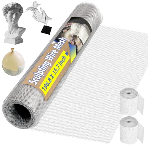 Sculpting Wire Mesh Roll for Art Crafts, Clay Sculpture (15.7 X 196.8 Inch) | Aluminum Wire Mesh, Moldable Sculpting Mesh, Craft Wire Mesh for Sculpture Projects, DIY Home Decoration - size: 15.7 x 196.8 Inch