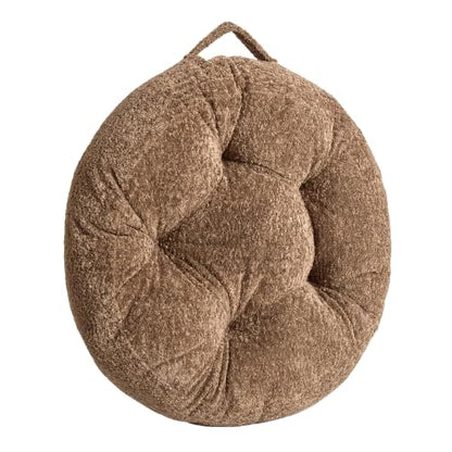 Floor Pillow, Large Meditation Sitting Cushion with Handle | for Tatami, Living Room, Yoga Use for Adults and Kids (1, Round, Brown, 22" x 22" x 6") - color: Round, Brown