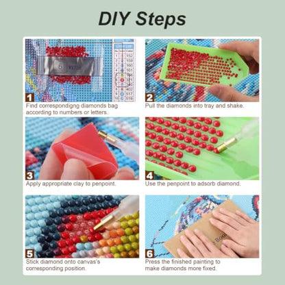 hill froeistung 5D Colorful Elk Diamond Art Painting Kits for Adults | Animals Diamond Art for Beginners, DIY Full Drill Diamond Art Painting(12X12 inch) - color: HF-A037