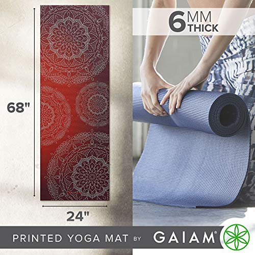 Gaiam Premium Yoga Mat, 6mm Thick Print Mat - color: Metallic Sunset