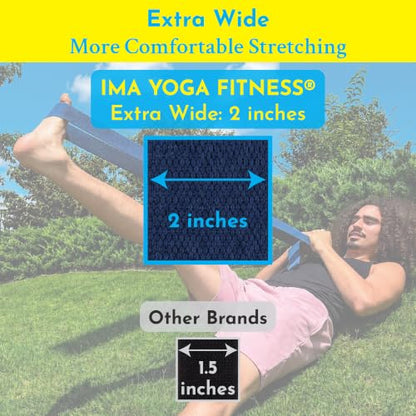 Extra-Wide 2 Inch Cotton Yoga Strap: Stretching, Physical Therapy, Exercise - color: Navy, size: 8 feet