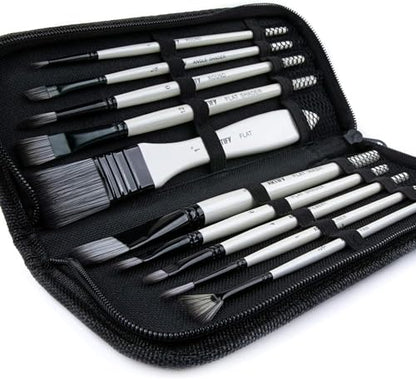ARTIFY Paint Brush Set, 10 Pieces Paint Brushes for Acrylic Painting with case, Nylon Hair Brushes for Acrylic, Watercolor, Oil and Gouache Painting, White - color: White - Premium Nylon Hair