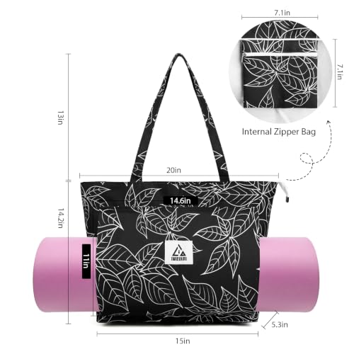 IwIeIaIrI Yoga Tote Mat Bag Carrier for Women with Mat Holder - color: Black
