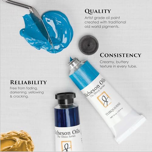 Richeson Premium Oil Paint Set – Essentials 9 Color Palette, 37mL Tubes – Artist Grade, Highly Pigmented, Buttery Consistency, Studio & Plein Air