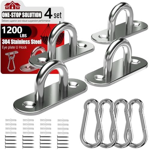 sprookber 304 Stainless Steel Pad Eye Snap Hook,M8 Ceiling Hook 1200Lb,8Pcs | Hanging Kit with Screws for Hammock Chair Swing, Yoga Gym Equipment, Sun Shade Sail, Plant Hangers & Marine Boat Hardware - size: 3.15 inch, style: Oval
