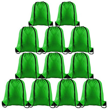 KUUQA 12 Pcs Drawstring Backpack Bags, Dark Green - color: Dark Green