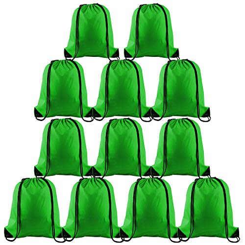 KUUQA 12 Pcs Drawstring Backpack Bags, Dark Green - color: Dark Green