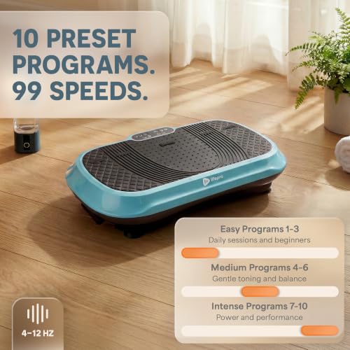 Lifepro Waver Vibration Plate Exercise Machine with 99 Speeds & 10 Presets | Resistance Bands, Non-Slip Surface, 330 lbs Capacity — Vibration Plate for Lymphatic Drainage, Body Toning, Full-Body Workout - color: Teal