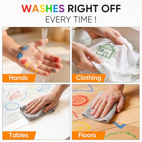 24 Colors Tempera Paint Sticks,Washable Paint Sticks for Kids,Non-Toxic,90s Quick Drying, Allergen Free and High Coverage Solid Tempera Paint Stick,Ideal Gifts for Kids and Toddlers - color: 12 Classic+6 Metallic+6 Neon
