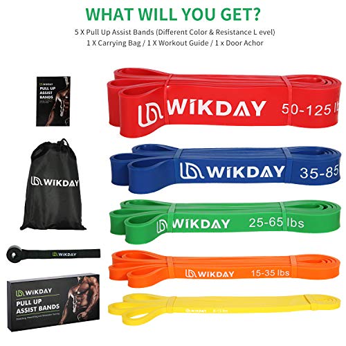 WIKDAY Resistance Bands for Working Out with Door Anchor | Pull Up Assistance, Exercise Elastic Bands, Thick Heavy Resistance, Body Stretching Muscle Training, Home Gym - color: Colorful