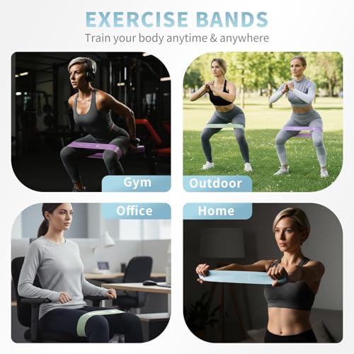 Wide Silicone Booty Bands for Women, 2-Pack Resistance Loops