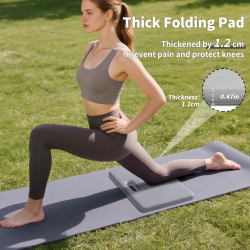PAIDU Yoga Knee Pad 1" Thick, Foldable for Home Gym | knee pad for pain-free knees, elbows, wrists & back, foldable for home gym, pilates, plank and abdominal training - color: Grey + Black