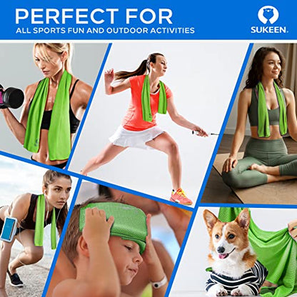 Sukeen 4 Pack Cooling Towels (40"x 12"), Cooling Neck Wraps, Soft Ice Towel - color: Dark Blue/Green/Black/Pink