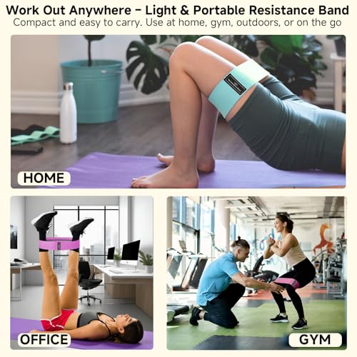 Resistance Bands, Fabric Workout Bands for Women & Men, Cloth Booty Resistance Loop Bands, Thick Squat Bands for Home Fitness, Gym, Yoga, Pilates for Butt Legs Thigh Hip Glute (Purple 50–70 lbs)