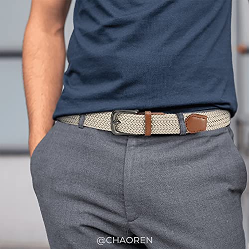 CHAOREN Stretch Belt for Men - Elastic Belt for Golf & Casual Wear - color: Gun / Khaki, size: 26"-30" Waist Adjustable