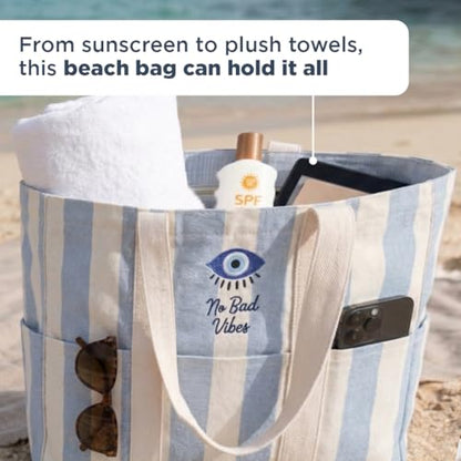 Folkulture Beach Tote Bags For Women, Beach Must Haves 2026-18x15 Inch | Waterproof,Sandproof, Large Tote Bags for Women, Swimming Pool, Beach Essentials, Simple Modern Pool Bag, Bolsos Para Mujeres - color: Evil Eye