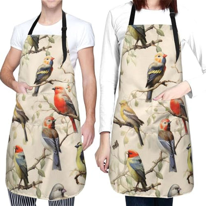 Artist Painting Apron with 2 Pockets Painters Art Aprons Gifts for Women Men - color: Birds on Branches