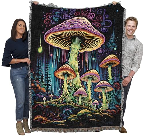 Pure Country Weavers Mushroon Forest Dreams by Wumples - Gift Tapestry Throw Blanket Woven from Cotton - Made in The USA (72x54) - color: Mushroon Forest Dreams, size: 72x54