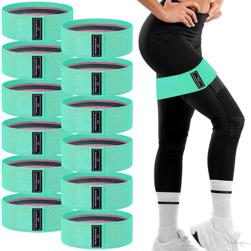 Lenwen 12 Pcs Fabric Resistance Bands Bulk - color: Lake Blue, style: Light Resistance