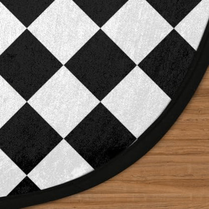 Black White Checkered Round Area Rug 3Ft Grid Circle Carpet Floor Mat - color: Grid, size: 3 ft