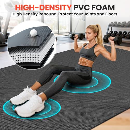 Stepwaver Large Exercise Mat, 6'x4'/7'x5'/8'x5'/9'x5'/10'x5'/12'x5'x8mm | Non-Slip, Ultra Durable, High-Density, Extra Thick Workout Mat for Home Gym Flooring, Cardio, Yoga & Fitness, Shoes-Friendly - size: 7'x 5'x 7mm