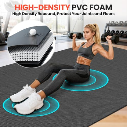 Stepwaver Large Exercise Mat, 6'x4'/7'x5'/8'x5'/9'x5'/10'x5'/12'x5'x8mm | Non-Slip, Ultra Durable, High-Density, Extra Thick Workout Mat for Home Gym Flooring, Cardio, Yoga & Fitness, Shoes-Friendly - size: 7'x 5'x 7mm