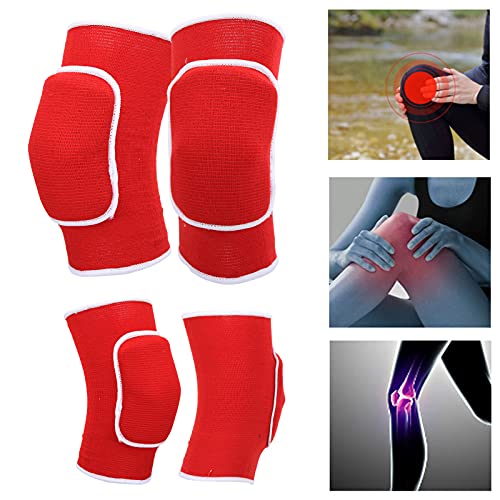 1 Pair Protective Knee Pads,Thicken Sponge Brace Knee Guards,Knee Pads for Dance Yoga Multi Sports (Red)