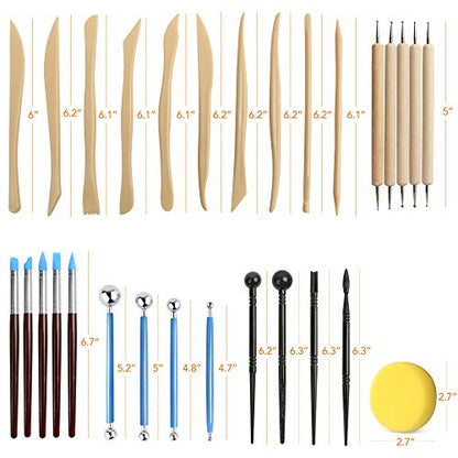 LotFancy 30PCS Clay Tools Kit for Beginners, Polymer & Air Dry Clay Sculpting Tools with Carrying Pouch, Pottery Ceramic Modeling Carving Tools Set for Adults Kids Art Crafts