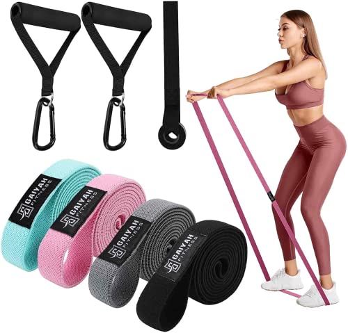 76 Inch Extra Long Fabric Resistance Band with Workout Guide for Men & Women, Non-Slip,up to 150 LBS for Strength Training, Pull-Up Assist, Yoga & Physical Therapy - color: Mint/Pink/Gray/Black