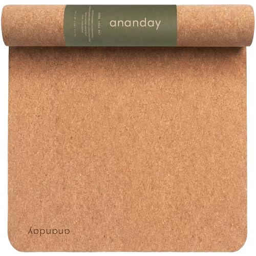Ananday Premium Cork Yoga Mat - Sustainable, Non-Toxic & PVC-Free, Non-Slip, Perfect for Hot Yoga, Pilates & Exercise - Cushioned for Superior Comfort & Support