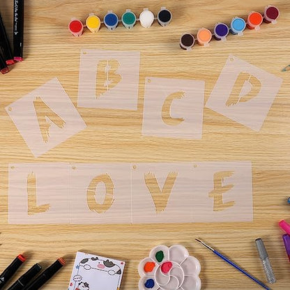 36Pcs Letter Stencils, Reusable Numbers & Alphabet Stencils, 6 inch,Cursive | Reusable, Numbers & Alphabet, For Painting on Wood, Wall, Fabric, Rock, Chalkboard, Signage, Spray Painting Compatible - size: 6 IN