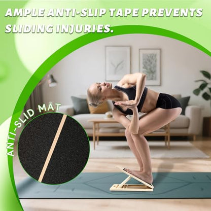 Portable Wooden Slant Board for Calf Stretching Slant Boards for Exercise Calf Stretcher Calf Stretch Board Physical Therapy Equipment Adjustable Incline Board for Knees Ankle Heel Feet Leg