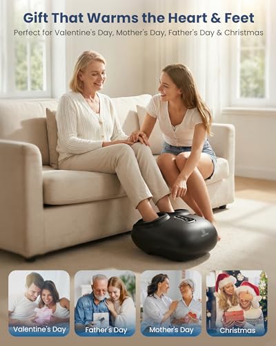 COMFIER 2026 Shiatsu Foot Massager with Fast Heat, FSA Eligible HSA | Plantar Fasciitis & Neuropathy Pain, 3 Kneading, 5 Compression, 3 Vibration, 2 Heat Levels, Size 13, Gift for Men & Women - color: Black