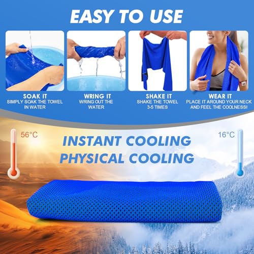 CSITE Cooling Towels for Neck and Face - 8 Pack 47x12 Inch Ice Cold Microfiber Towels, Soft & Breathable Cooling Towel for Hot Weather, Sports, Yoga, Workout, Running, Golf, Camping - color: Light Blue/Green/Lake Blue/Light Gray/Rose Red/Dark Blue/Dark Gr