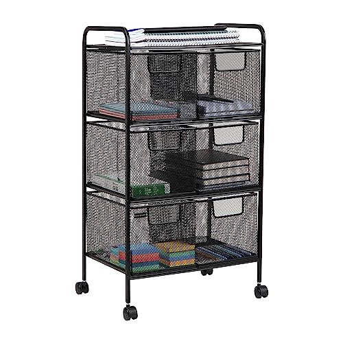 Mind Reader Multipurpose Rolling Cart with Drawers, Office Storage Organizer, Utility Cart, Metal Mesh, Black - style: 6-Drawers