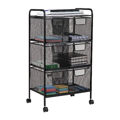 Mind Reader Multipurpose Rolling Cart with Drawers, Office Storage Organizer, Utility Cart, Metal Mesh, Black - style: 6-Drawers